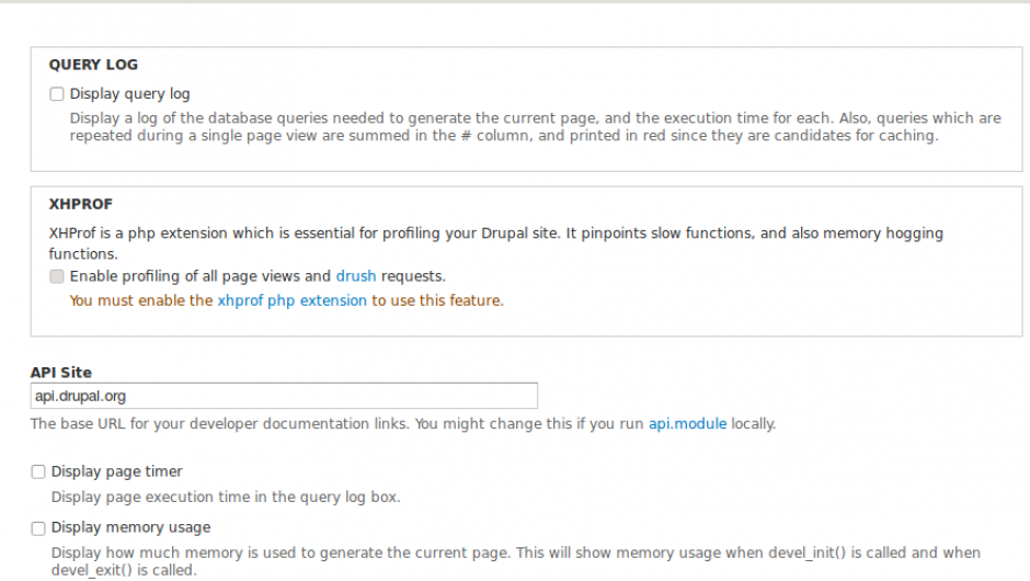 Pantalla - Módulo Devel