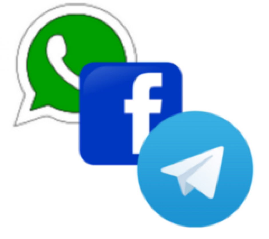 Logos: WhatsApp, Facebook, Telegram (Imágenes de Wikimedia.org)